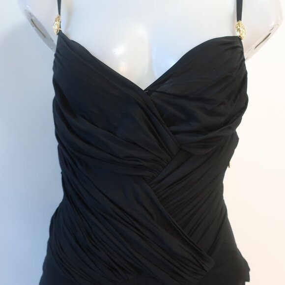 Womens Roberto Cavalli Black Ruched Dress W/Gold Hardware 42/S - Picture 4 of 14